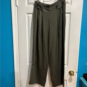 Banana republic tensel wide leg high waist pants dark olive green sz 6